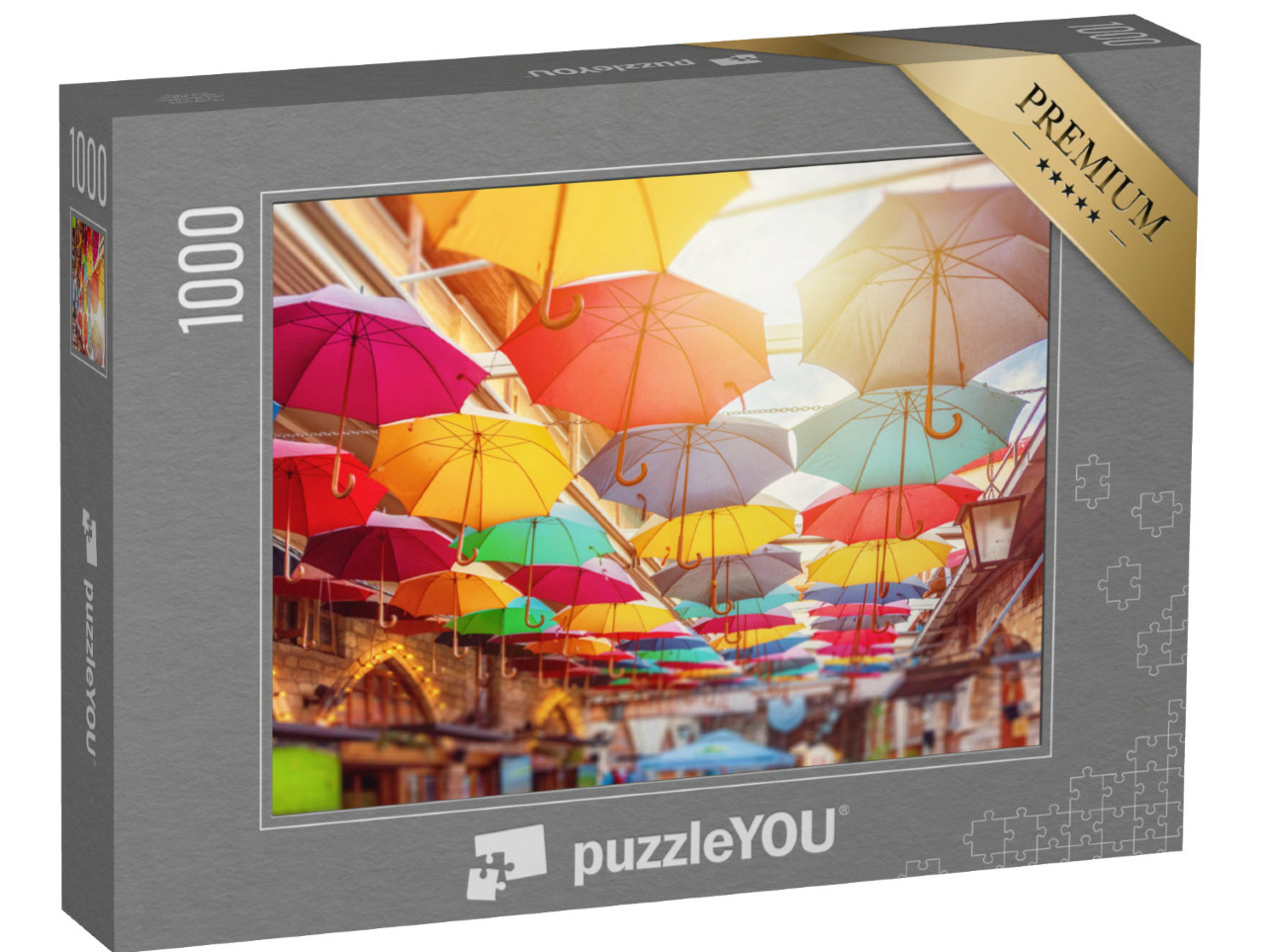 puzzle 1000 dílků „Deštníky nad ulicemi Limassolu, Kypr“