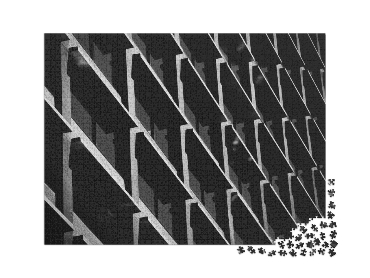puzzle 2000 dílků „Abstraktní architektura v černé a bílé“