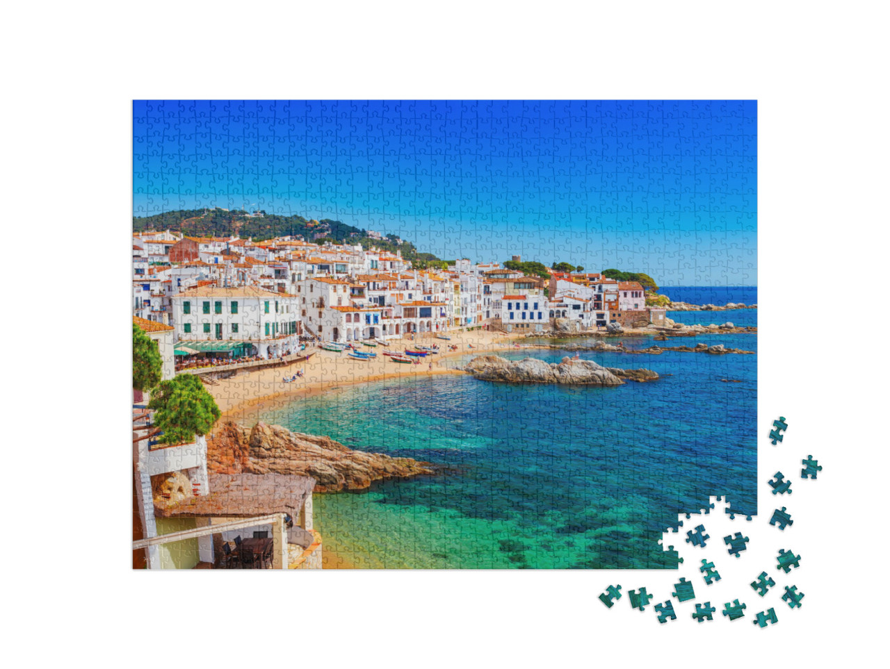 puzzle 1000 dílků „Calella de Palafrugell, malebná rybářská vesnice na pobřeží Costa Brava, Španělsko“
