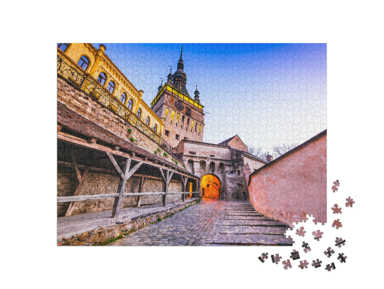 puzzle 1000 dílků „Sighisoara, Rumunsko: Sighara: středověké pevnostní město“