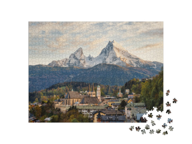 puzzle 1000 dílků „Berchtesgaden před Watzmannem v Bavorských Alpách“