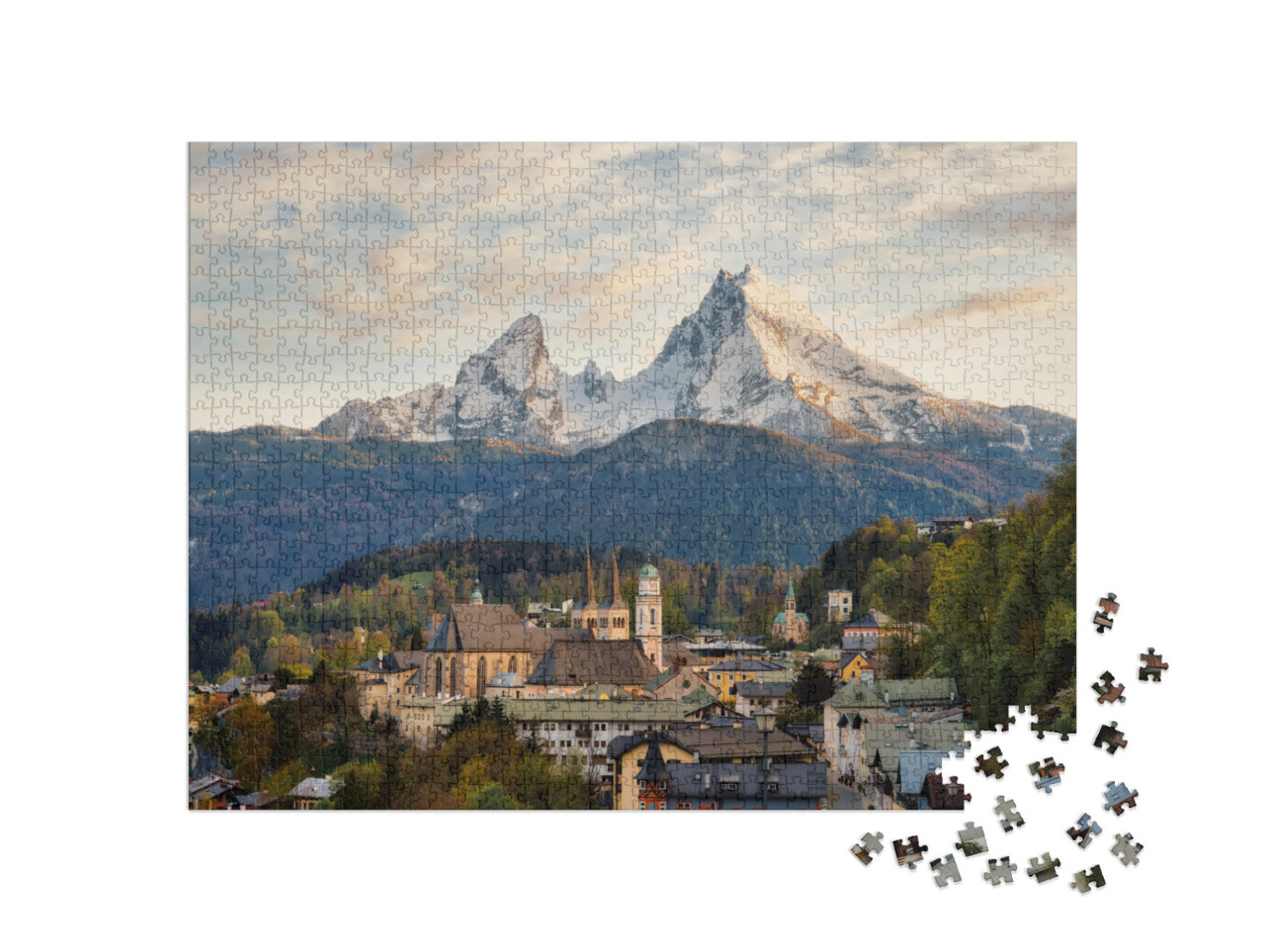 puzzle 1000 dílků „Berchtesgaden před Watzmannem v Bavorských Alpách“