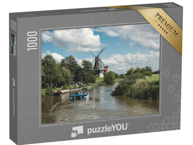 puzzle 1000 dílků „Větrné mlýny ve starém Greetsieleru Sieltief, Dolní Sasko“