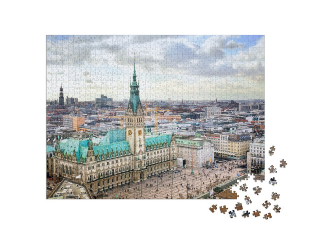 puzzle 1000 dílků „Působivá radnice v Hamburku, Německo“