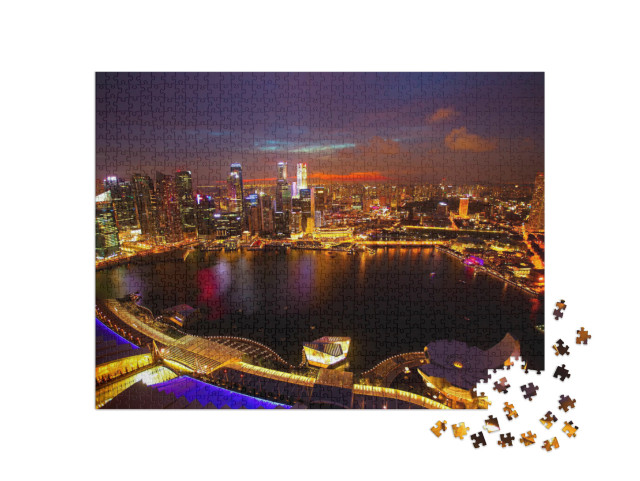 puzzle 1000 dílků „Noční panorama Singapuru ze střechy hotelu Marina Bay“