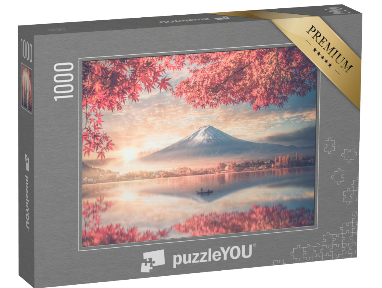 puzzle 1000 dílků „Fudži a jezero Kawaguchiko v ranní mlze, Japonsko“