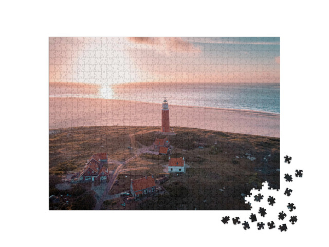 puzzle 1000 dílků „Texel: letecký pohled z majáku, Nizozemsko“