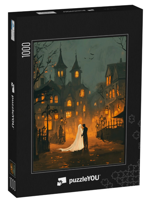 puzzle 1000 dílků „Svatba v strašidelném zámku“
