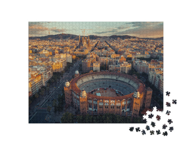 puzzle 1000 dílků „Letecký pohled na Barcelonu, Španělsko“