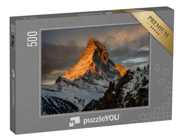 puzzle 500 dílků „Západ slunce na Matterhornu, , Zermatt, Švýcarsko“