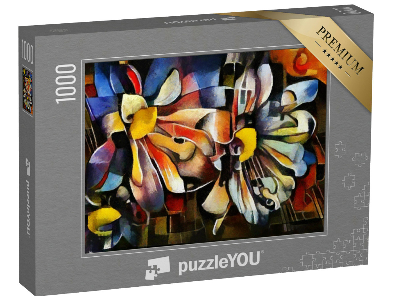 puzzle 1000 dílků „Květiny ve stylu Picassa a Kandinského“