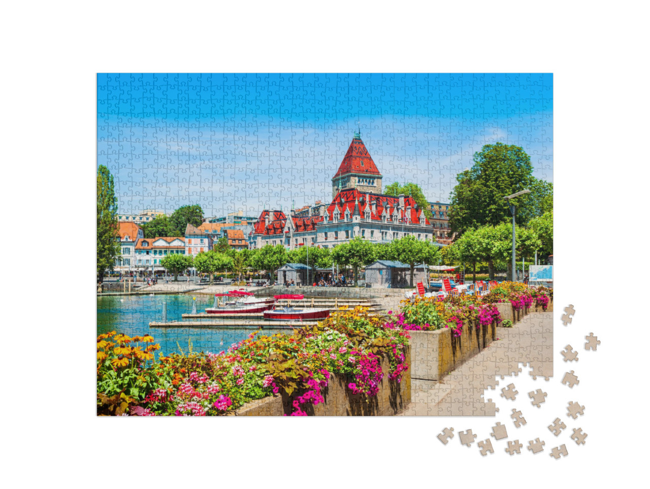 puzzle 1000 dílků „Promenáda u Ženevského jezera, Švýcarsko“