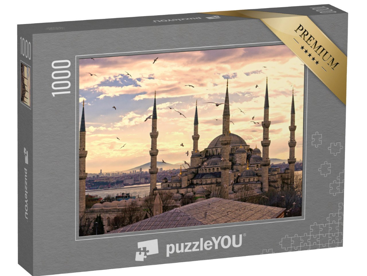 puzzle 1000 dílků „Západ slunce nad Modrou mešitou (Sultanahmet Camii), Istanbul, Turecko“