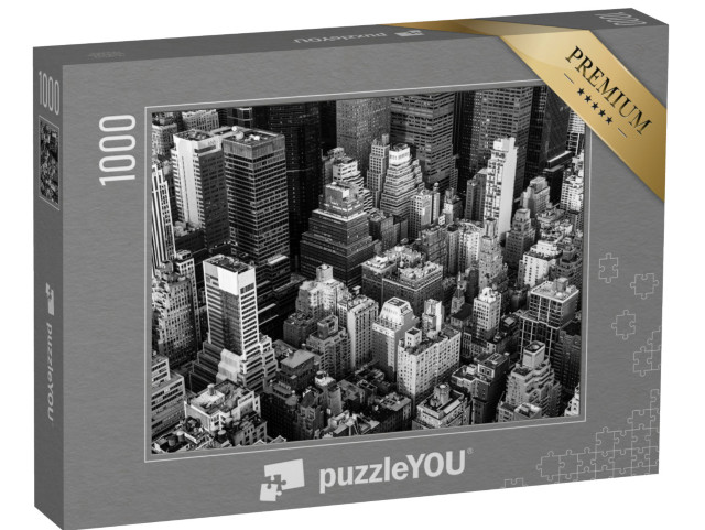 puzzle 1000 dílků „New York: Manhattan ze vzduchu, černobíle, USA“