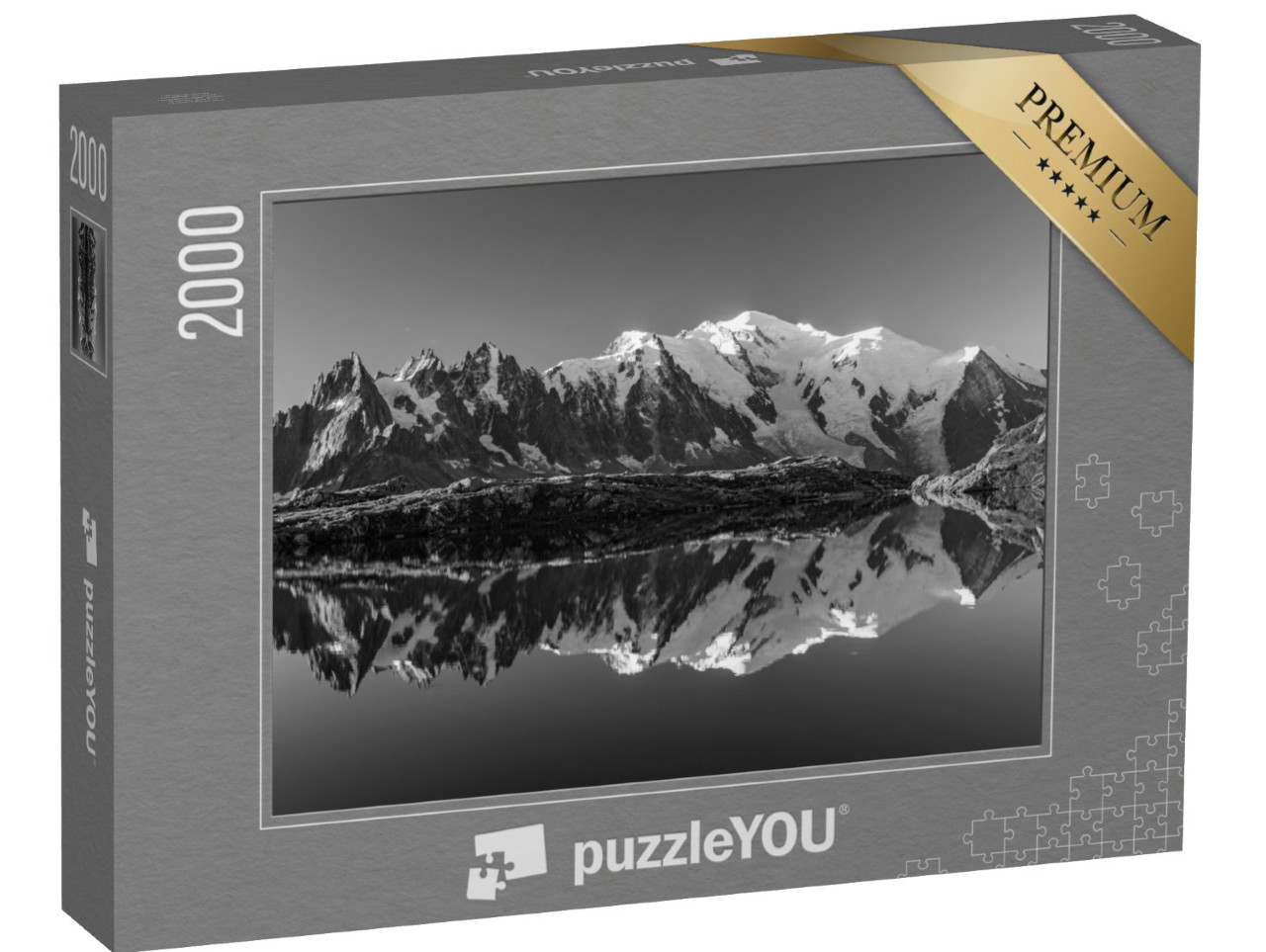 puzzle 2000 dílků „Letní panorama z Lac Blanc: jezero s Mont Blancem, Alpy, Francie“