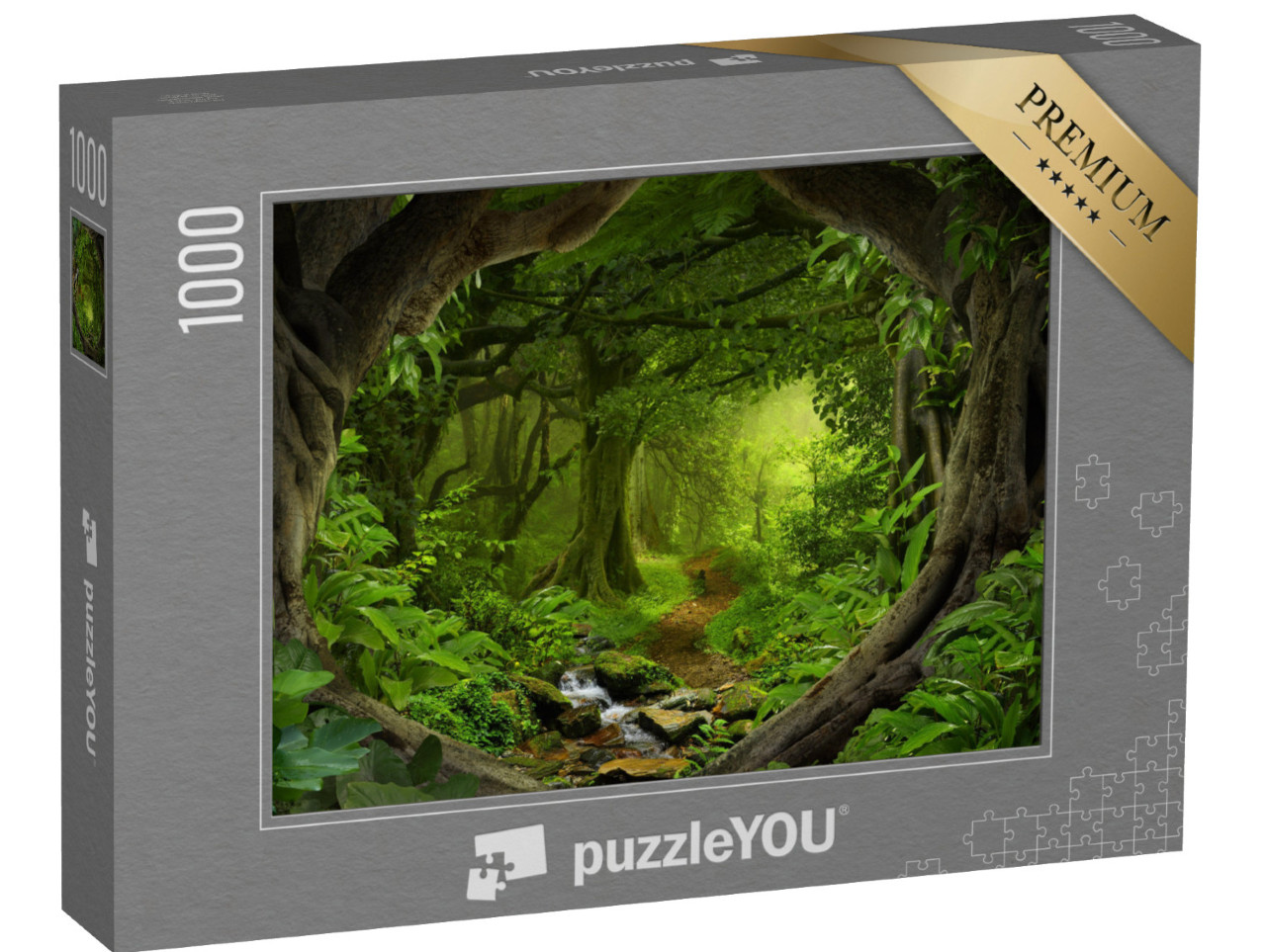 puzzle 1000 dílků „Hluboká tropická džungle s řekou v jihovýchodní Asii“