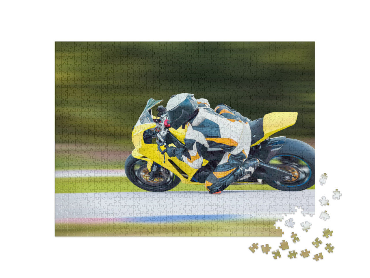 puzzle 1000 dílků „Jízda na motorce v rychlé zatáčce“