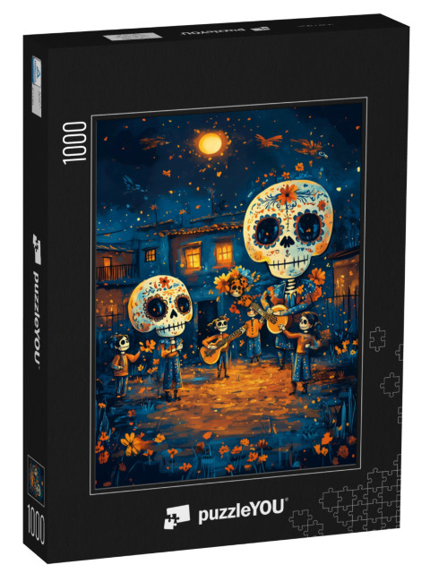 puzzle 1000 dílků „Koncert lebek na Halloween“