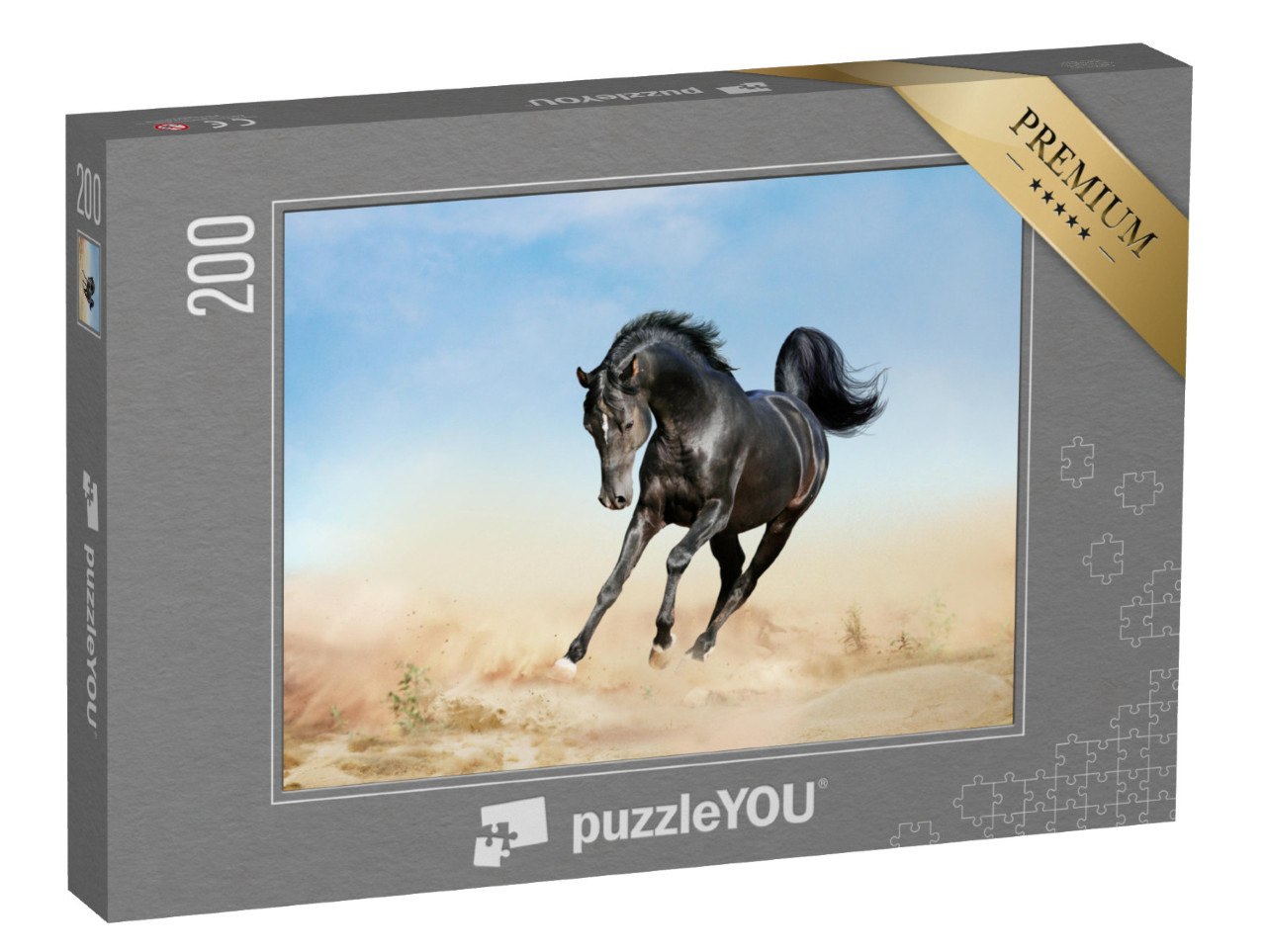 puzzle 200 dílků „kůň akhal-teke běží pouští“