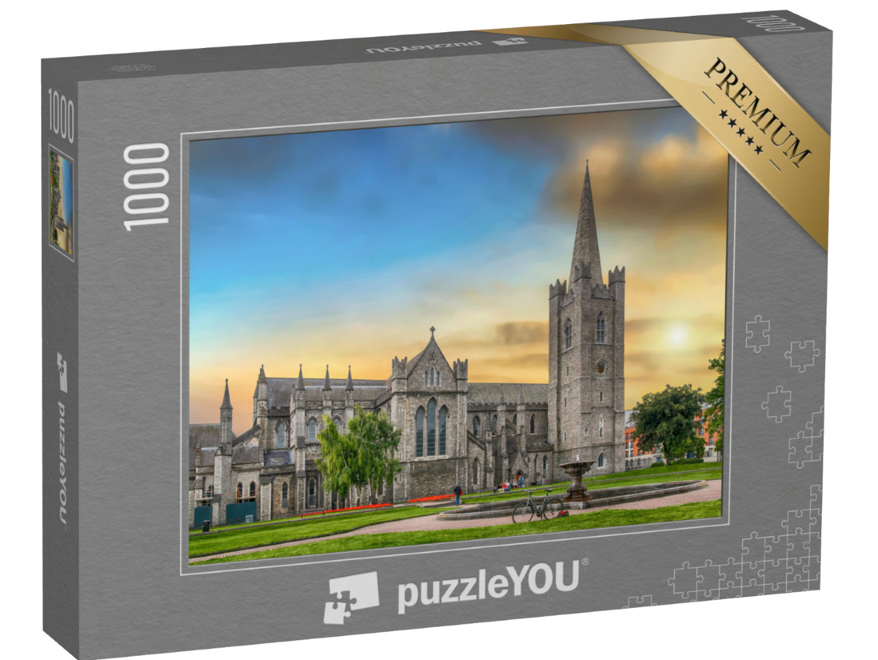 puzzle 1000 dílků „Západ slunce nad katedrálou svatého Patrika v Dublinu, Irsko“