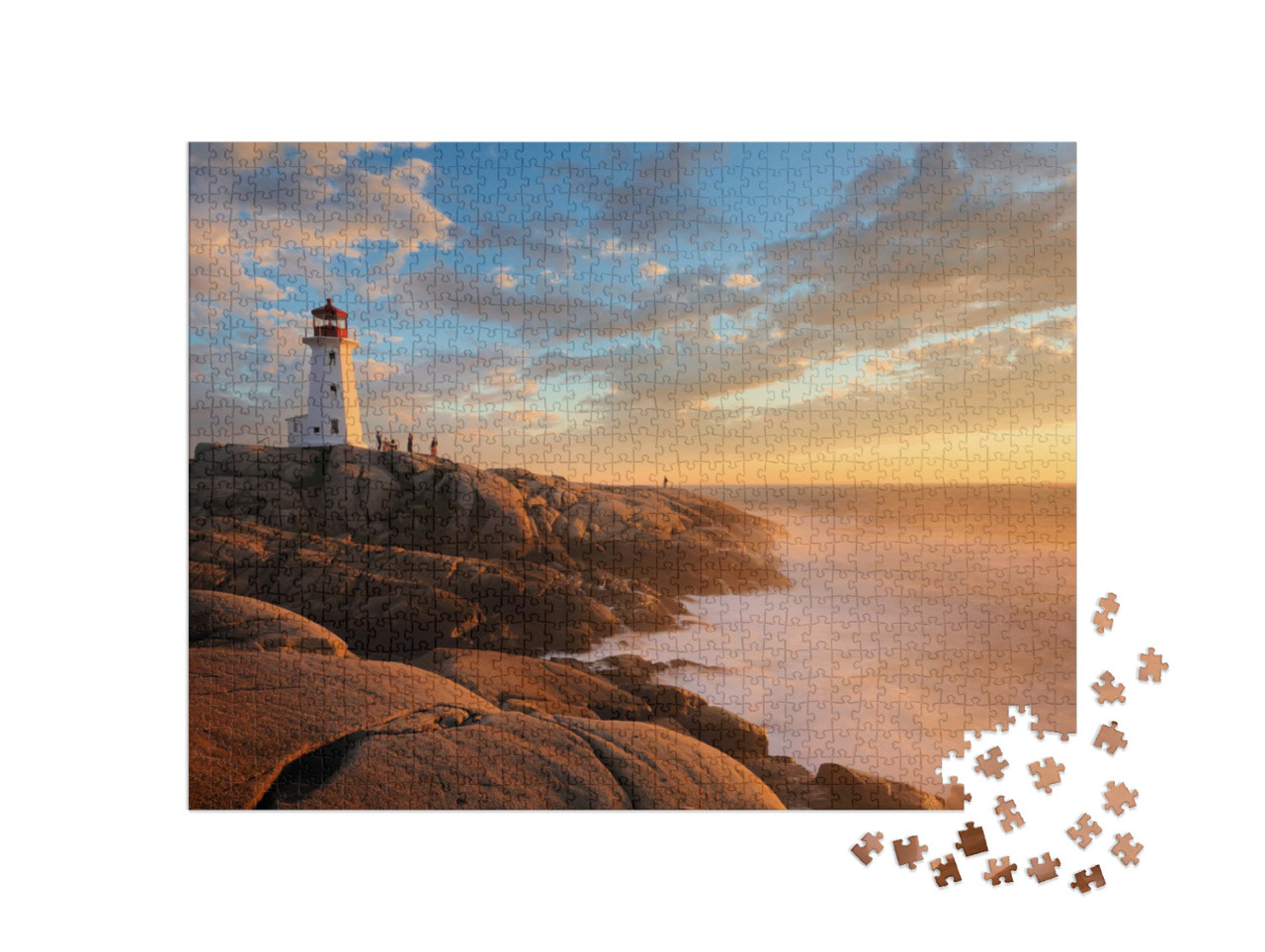 puzzle 1000 dílků „Západ slunce nad majákem Peggy Cove, Nové Skotsko, Kanada“