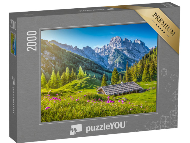 puzzle 2000 dílků „Idylická alpská krajina, Rakousko“