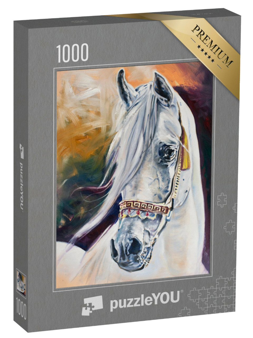 puzzle 1000 dílků „Olejomalba: Bílý arabský kůň“