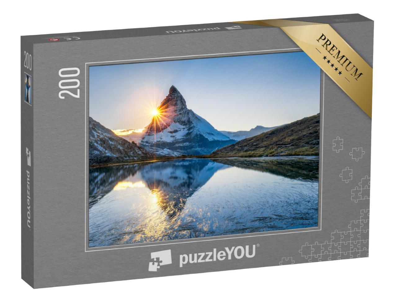 puzzle 200 dílků „Riffelsee a Matterhorn v kantonu Valais, Švýcarsko“