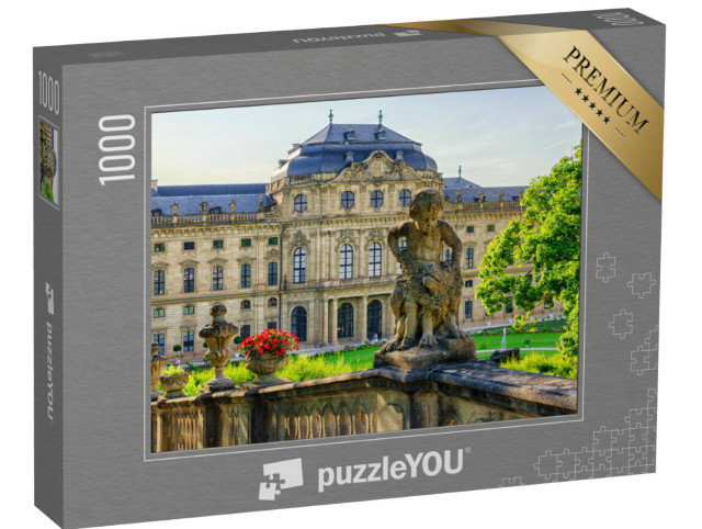 puzzle 1000 dílků „Socha a hradní zeď rezidence Würzburg v Německu“