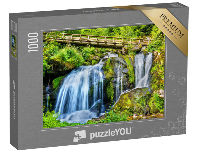 puzzle 1000 dílků „Vodopády Triberg ve Schwarzwaldu patří k nejvyšším v Německu.“