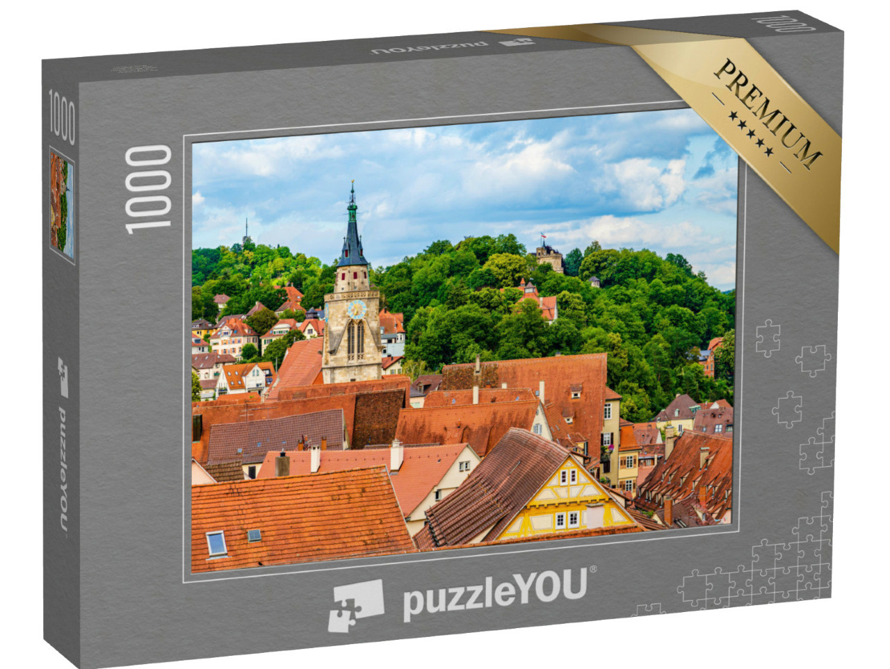 puzzle 1000 dílků „Nad střechami Tübingenu, Bádensko-Württembersko, Německo“