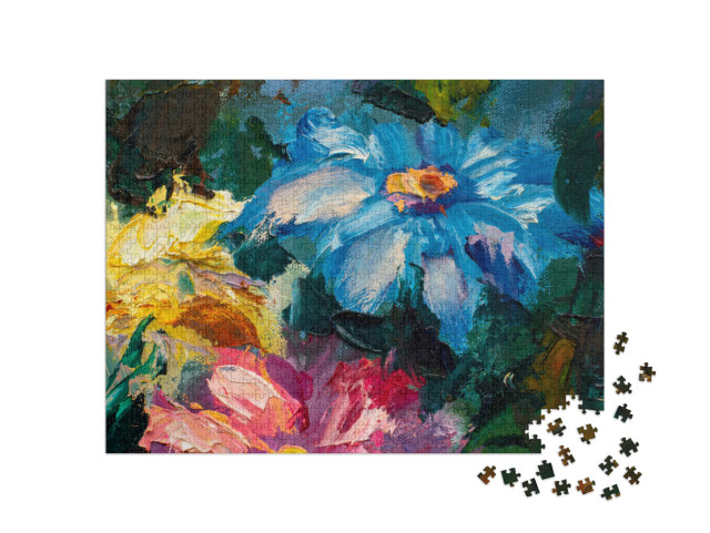 puzzle 1000 dílků „Květinová malba, Claude Monet Impresionismus“