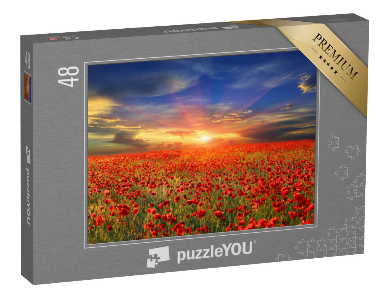 puzzle 48 dílků „Západ slunce nad makovým polem“