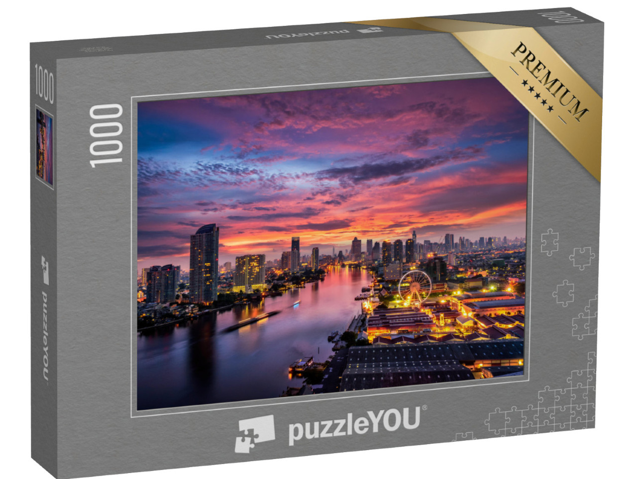 puzzle 1000 dílků „Východ slunce nad obchodní čtvrtí Bangkoku“