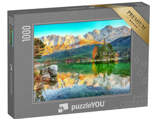 puzzle 1000 dílků „Podzimní krajina u Eibsee, Garmisch-Partenkirchen, Bavorsko“