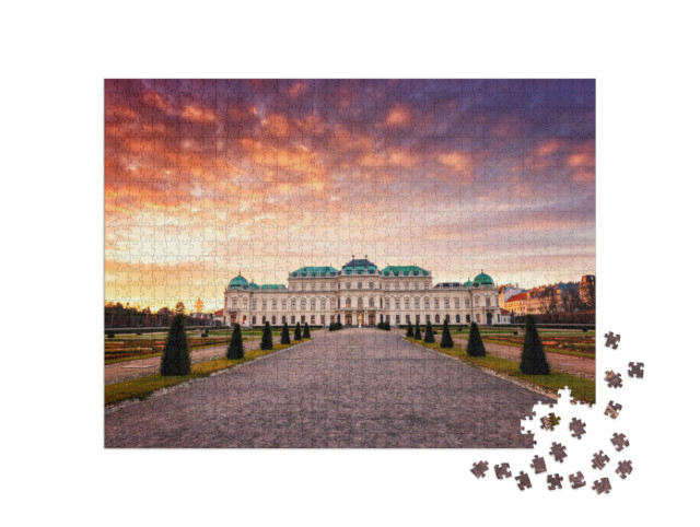 puzzle 1000 dílků „Východ slunce na zámku Belveder, Vídeň, Rakousko“