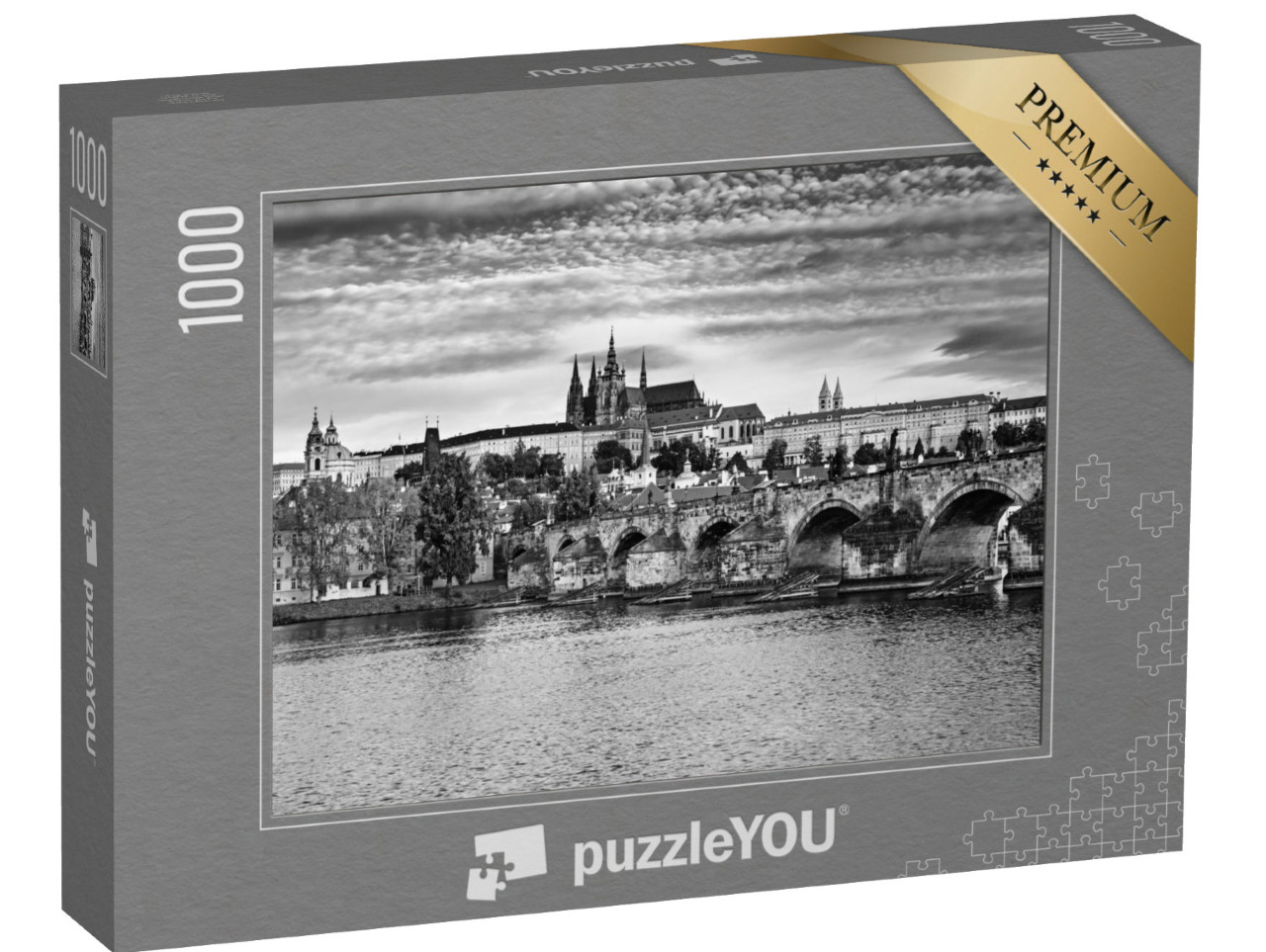 puzzle 1000 dílků „Pohled na centrum Prahy s Hradčany a Karlovým mostem, Česká republika“