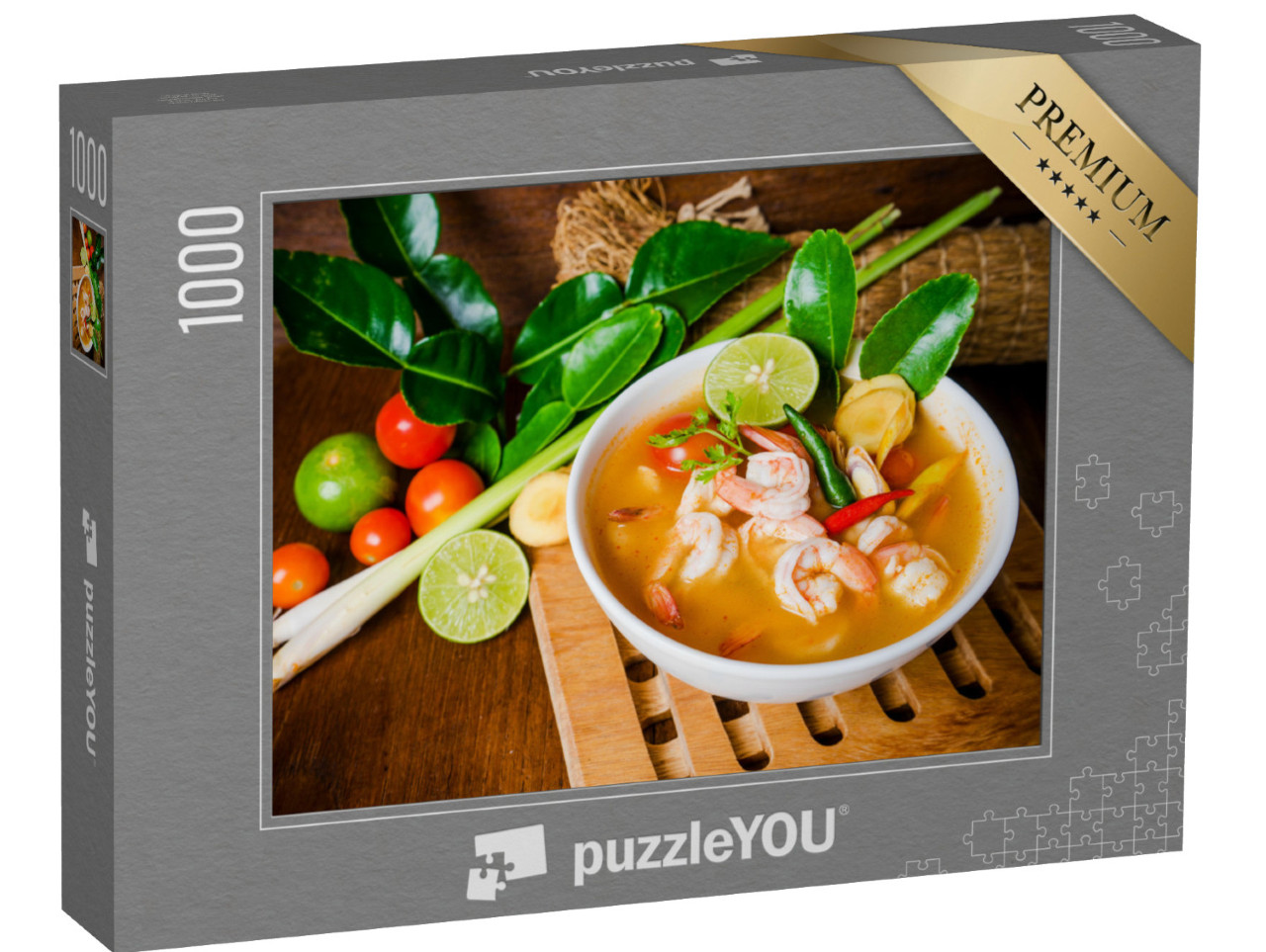 puzzle 1000 dílků „Tom yam kong nebo tom yum, kořenící omáčka z Thajska“