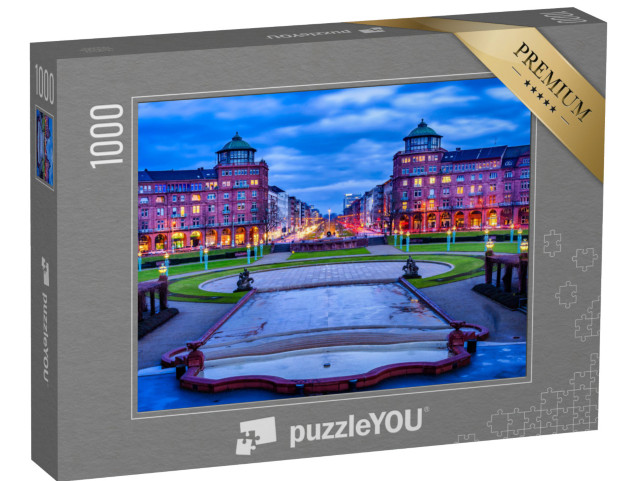 puzzle 1000 dílků „Friedrichsplatz, městský park v zimě, Mannheim, Německo“