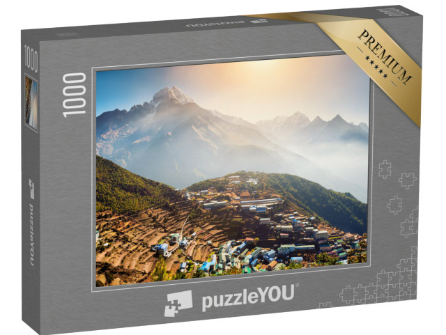 puzzle 1000 dílků „Pohled na vesnici Namche Bazar na úpatí základního tábora Everestu, Himálaj, Nepál“