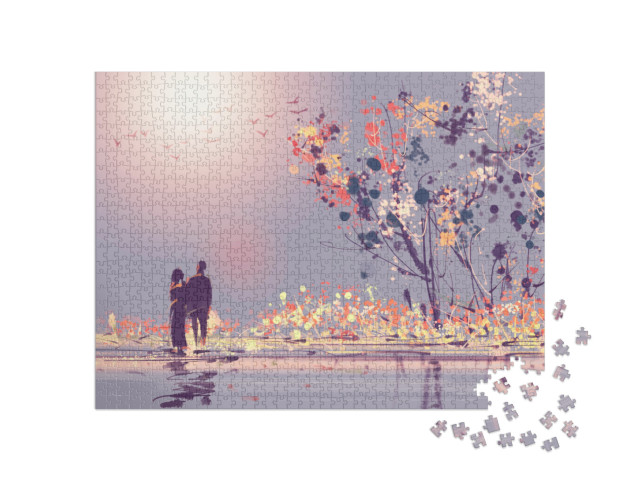 puzzle 1000 dílků „Pár v kráse západu slunce“