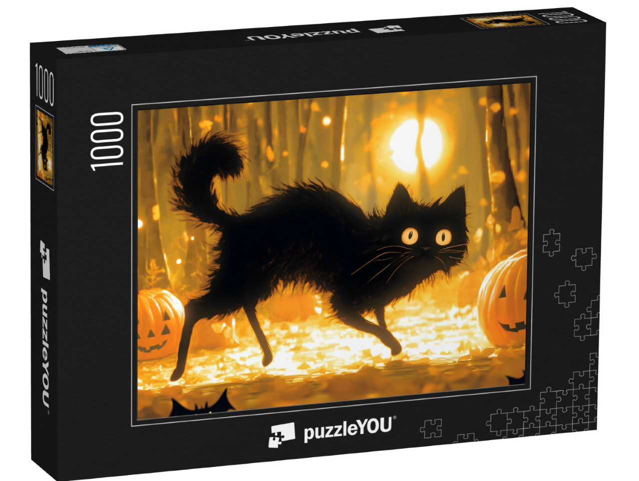 puzzle 1000 dílků „Kočka v halloweenské noci“