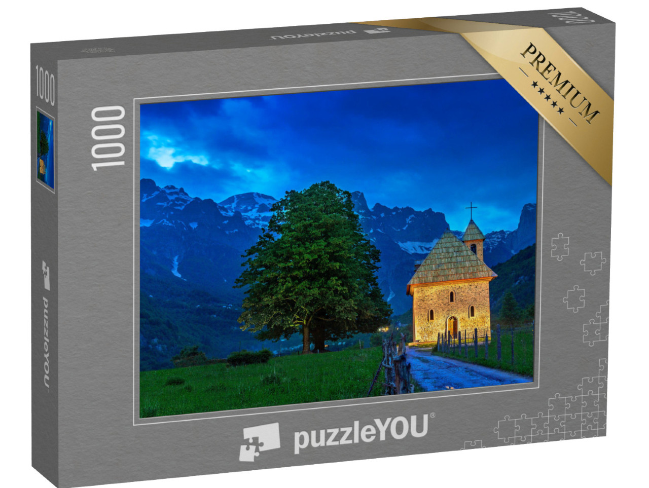 puzzle 1000 dílků „Kostel ve vesnici Thethi, Thethské údolí, Albánie“