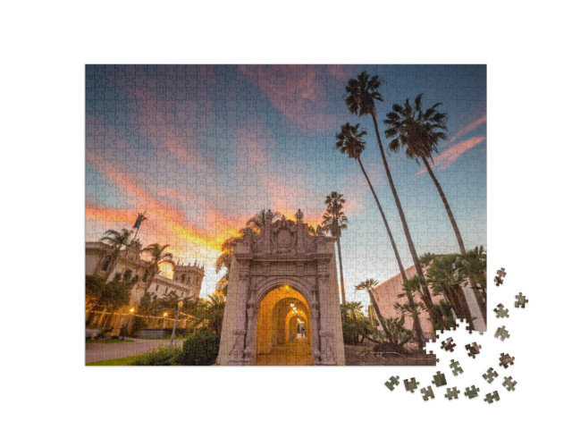 puzzle 1000 dílků „Balboa Park v San Diegu za soumraku v San Diegu, Kalifornie, USA“