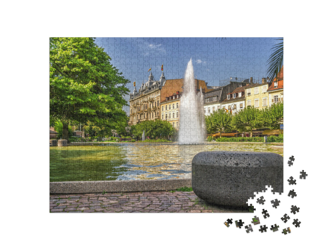 puzzle 1000 dílků „Centrální městská kašna v Baden-Badenu, Německo“