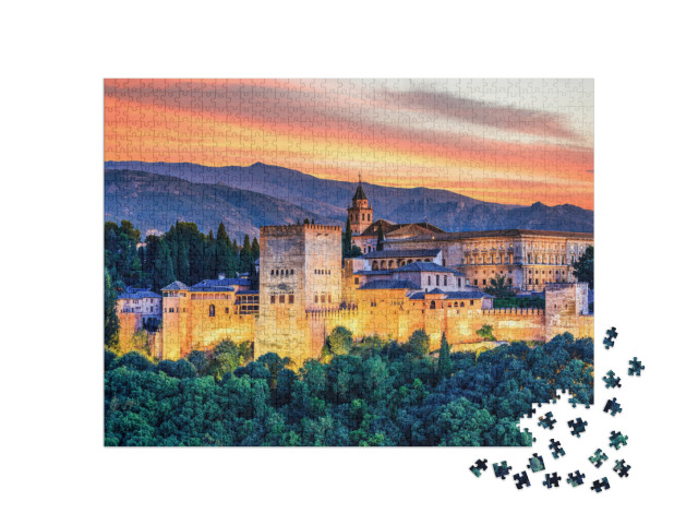 puzzle 1000 dílků „Alhambra při západu slunce, Granada, Španělsko“