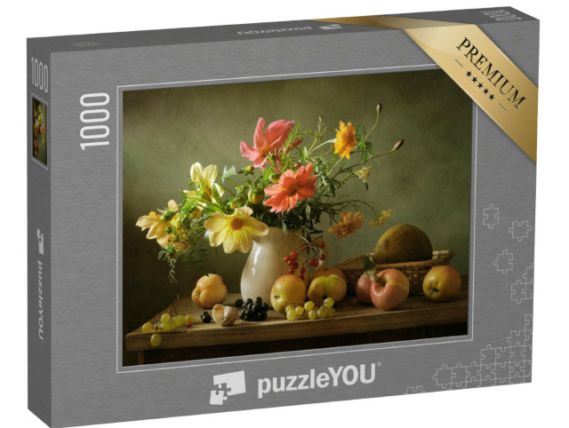 puzzle 1000 dílků „Zátiší s květinami a ovocem“