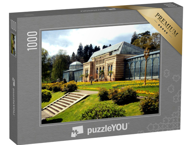 puzzle 1000 dílků „Starý dům a jarní květiny ve Stuttgartu, Německo“