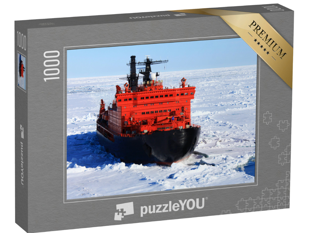 puzzle 1000 dílků „Červený ledoborec uprostřed Severního ledového oceánu“