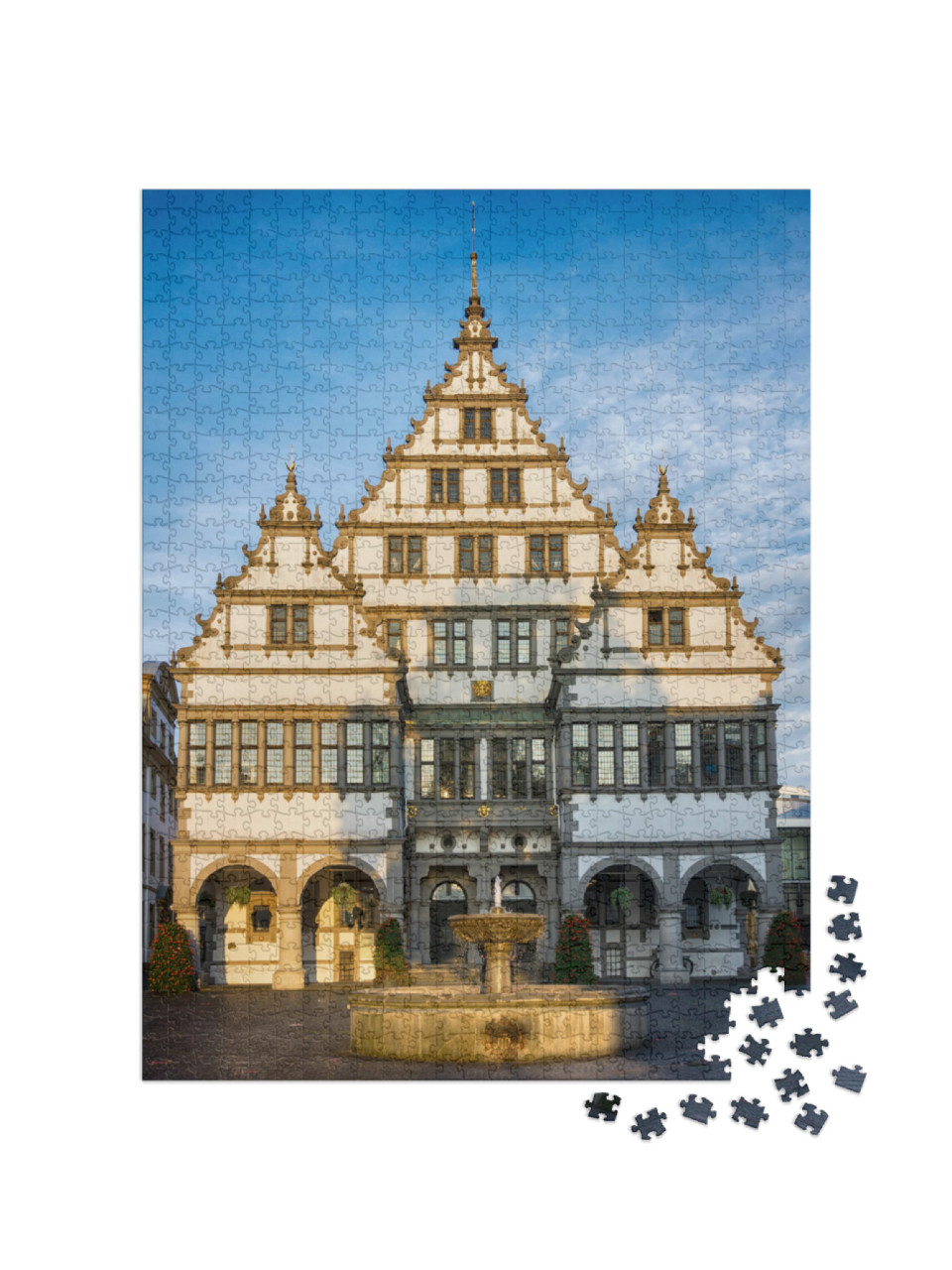 puzzle 1000 dílků „Radnice v německém Paderbornu postavená v roce 1611“